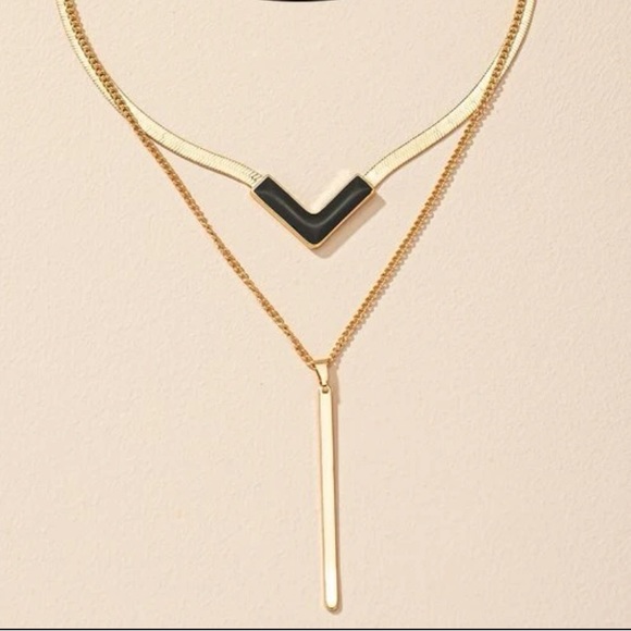 Geometric Charm Layered Necklace - Picture 6 of 6